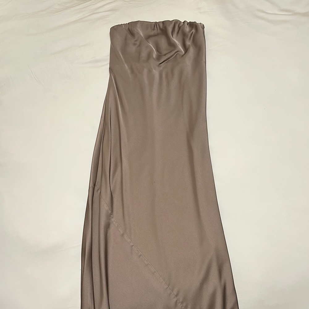 Show Me Your Mumu Taylor Tube Maxi Dress Strapless Dune Luxe Satin